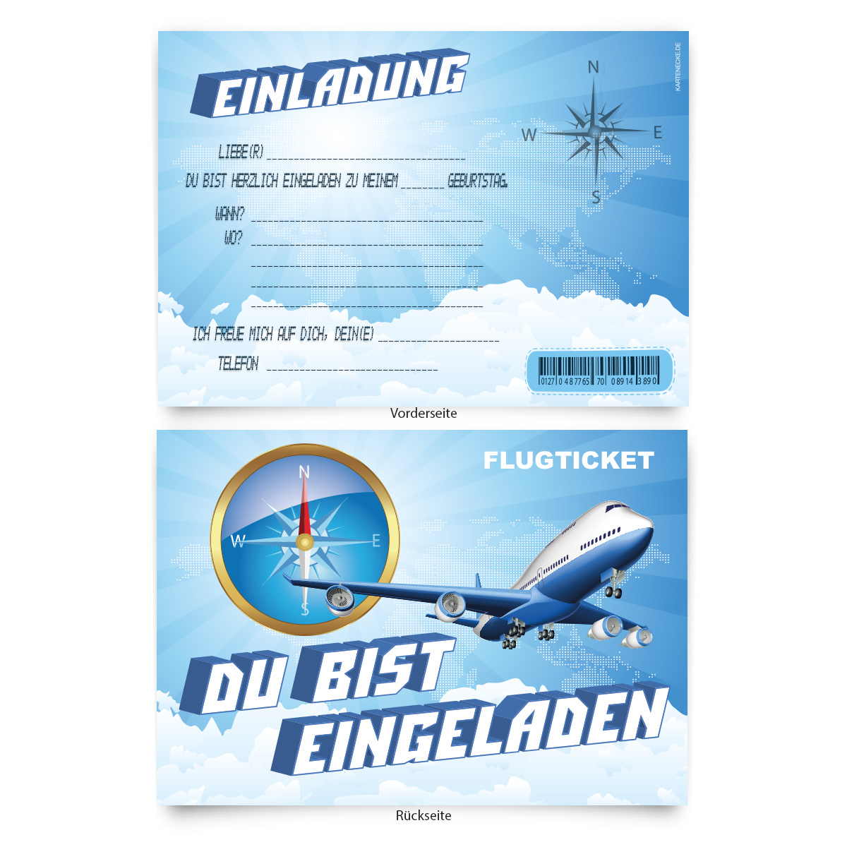 Einladungskarten (8 Stück) zum Selbst ausfüllen Kinder ...